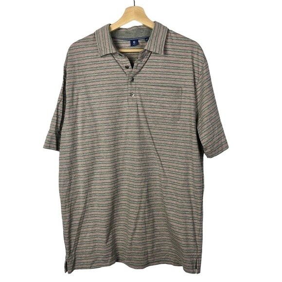 Footjoy Gray & Pink Stripe Short Sleeve Polo L - Picture 1 of 4
